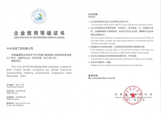 河南省建筑業協會—企業信用等級AAA級
